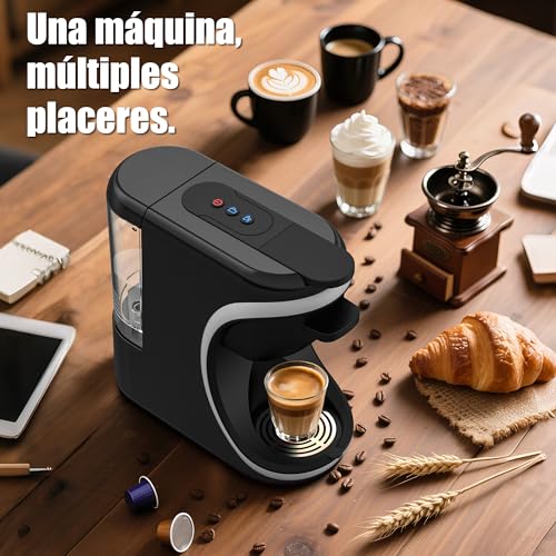 3 in 1 Capsule Coffee Maker for Nespresso Original/for Dolce Gusto/Powder | Automatic Shut-Off, Black, 19bar, 0.6L, Automatic and Compact Multi-Capsule Machine, Multi-Drink for Home and Office