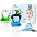 Baby Food Feeder, Tinabless Fresh Fruit Feeder Infant Teething Toy Nibbler Teether Pacifier and Silicone Pouches for Baby with Clip M (2Pcs)