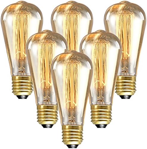 LONGYEE( TM ) 6 x Edison Style Vintage Light Bulb E27/E26 Screw Base ES 40W 110V ST64 - Squirrel Cage Shape