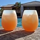 Silicone Wine Glasses (Set of 2) Beer Bar Party Cups - Flexible Glasses, Stemless Drinking Cups Shatterproof Drinkware