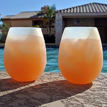 Silicone Wine Glasses (Set of 2) Beer Bar Party Cups - Flexible Glasses, Stemless Drinking Cups Shatterproof Drinkware