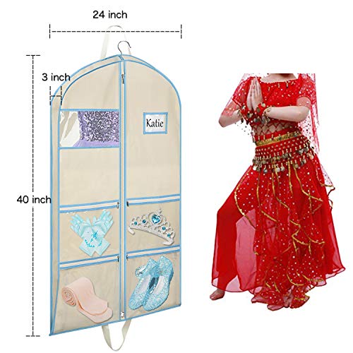 Syeeiex Dance Costume Garment Bag 40-inch with Accessories Zipper Pockets for Children Dance Dresses T-Shirt Skirt Clothing Carrying and Storage