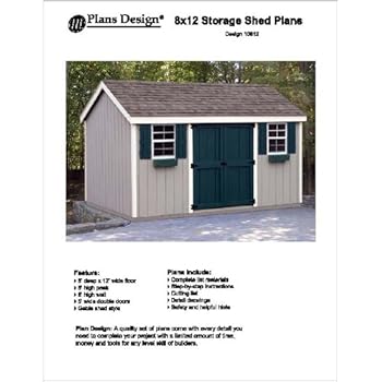 8' x 10' Gable Storage Shed Project Plans -Design #10810 