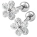 bodyjewellery 2pcs 16g 1/4 Cartilage Earring Stud Flower Barbell Forward Heilix Tragus Lobe Auricle Cartilage Bar Surgical Steel - Steel