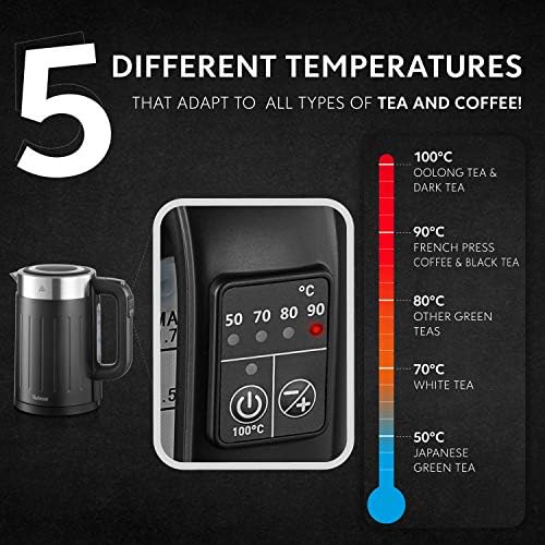 Bouilloire Thermostat Réglable 50-100°C - Bouilloire Electriques avec Filtre Twinzee 1,7L Sans Fil - Sans BPA - Arrêt Automatique - Bouilloire Inox et Noire - Cuisine A Vivre Bouilloire Thermostat Réglable 50-100°C - Bouilloire Electriques avec Filtre Twinzee 1,7L Sans Fil - Sans BPA - Arrêt Automatique - Bouilloire Inox et Noire