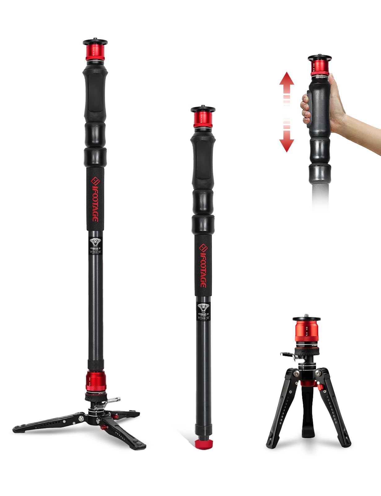 IFOOTAGE Cobra 3 Strike A150S Monopod Camera Stand with Pedal, One ...