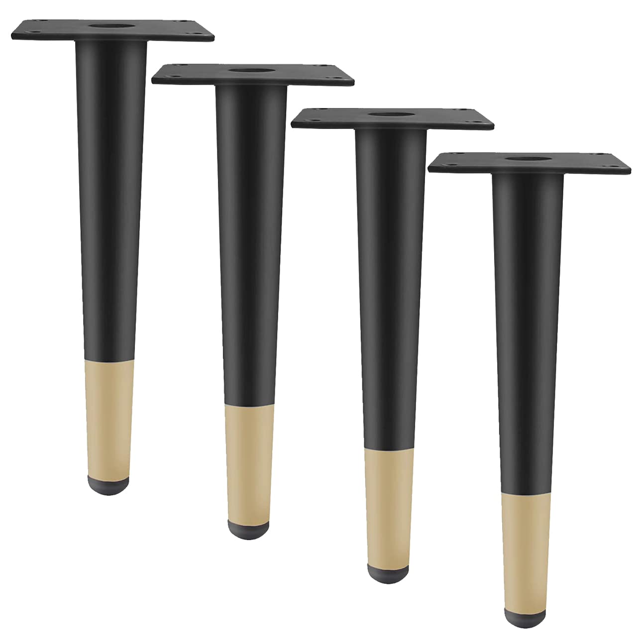 Btowin 6 Inch / 15cm Metal Furniture Legs, 4Pcs Modern Straight Tapered Furniture Feet, Black Gold Heavy Duty Sofa Legs Cabinet Legs Brushed Nickel Finish for TV Stand Couch Dresser Table Bed