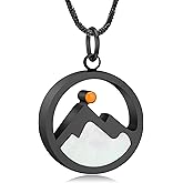 Yinplsmemory Mountain Urn Necklace for Ashes Mustard Seed Cremation Jewelry Urn Pendant Memorial Keepsake Necklace for Ashes of Loved One