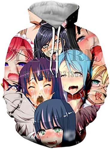 Unisex Funny 3D Printing Ahegao Anime Hoodie