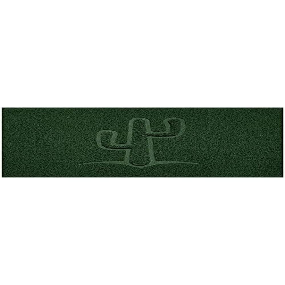 Nicoman Embossed Spaghetti Door Mat Dirt-Trapper Jet-Washable Doormat 70x43cm (Green, CACTUS Shape) - Use on Carpet ONLY