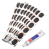 Semoic 48 Pieces Black Oval tire Patch in Rubber Bicycle tire Glue Patches Wheel Patch in Rubber Bike Bicycle MTB Tubeless tire Repair + 1 Tube of Glue