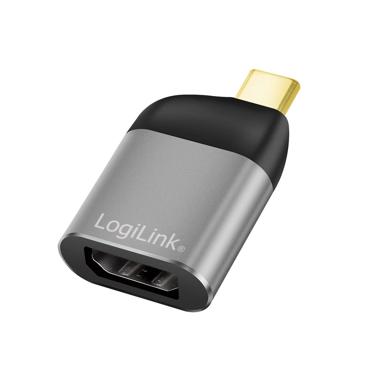 LogiLink USB 3.2 Gen2 Adapter Ultra HD 8K USB Type C (Male) to DisplayPort (Female), Colour: Black/Grey