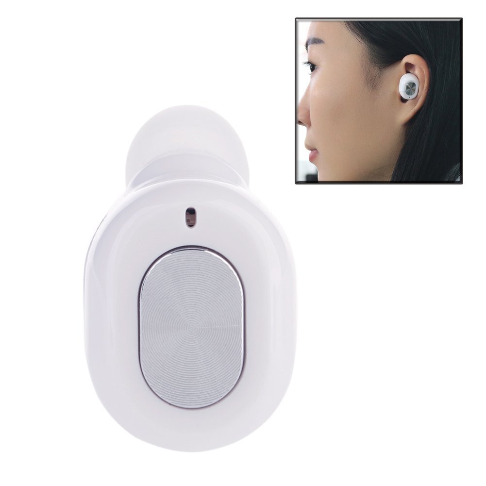 Feiuruhf Wireless Earbud Mini Invisible Bluetooth Earphone with Magnetic USB Charger Earpiece Car Headset with Mic,for Smart Phones and Other Devices(One Pcs) (White)