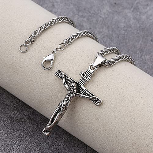 Pinsparkle Cross Necklaces For Women Men Crucifix Necklace Women Cross Necklace Jesus Necklace Silver Cross Chain