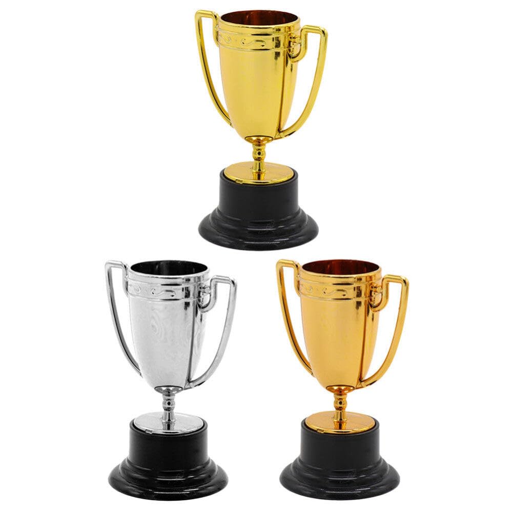 Gadpiparty 3 Pack Mini Plastic Trophy Gold Silver Bronze Award Trophies Set Trophies for Prizes Trophies with Base for Sports Competitions Party Favors Trophy Award