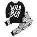 Canis Toddlers Baby Boys Clothes Set Long Sleeve Wild Boy T-Shirt Tops Pants Outfit Winter Spring (100(18-24M), Black+Grey)