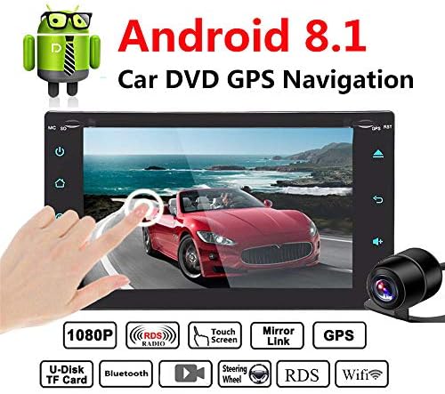 Android 8.1 Oreo Double 2Din Car Stereo GPS Car Stereo with Bluetooth Touch Screen Radio GPS for Car MP5 DVD Player Android Head Unit Auto Navigation External Microphone WiFi/OBD/Mirror Link