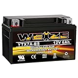 Weize YTX7A-BS High Performance - Maintenance Free - Sealed AGM Motorcycle Battery Replacement For Gas Gy6 Scooter Moped 50CC 125CC