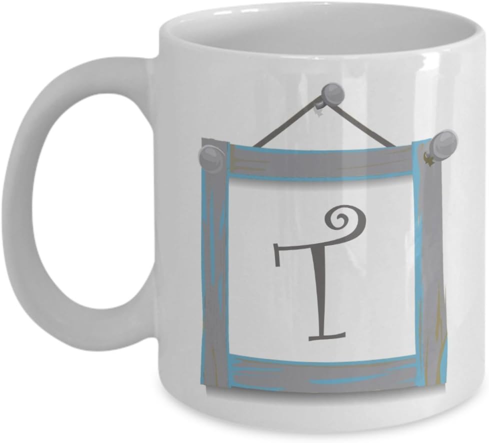 Amazon Com Farmhouse Coffee Mugs Farmhouse Style Dishes Monogrammed Mug T Initial Mug Monogram Coffee Mug Letter T Personalized Bridal Shower Gifts Kitchen Dining