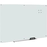 Amazon Basics Glass Dry-Erase Board, Magnetic Frameless Whiteboard, Easy to Install, 72" x 48", White
