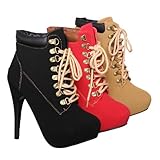 Women's Metallic Almond Toe Stiletto Lace Up Ankle Booties