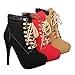 Women's Metallic Almond Toe Stiletto Lace Up Ankle Booties