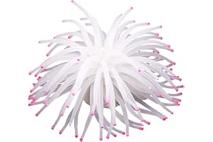 Mallofusa Artificial Aquarium Fish Tank Decoration Silicone Sea Anemone Artificial Fish Tank Ornament Decoration (White)