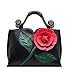 Celsino Women Handbag Clutch Purses Shoulder Bag Large Flower PU Leather with Wooden Handle Bags (Black)
