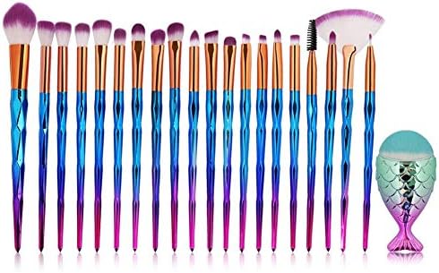 Makeup Brush Set 21 PCS Mermaid Make up Brushes Foundation Powder Eyebrow Eyeshadow Concealer Brush Professional Makeup Brush Set Multicolor - Premium Quality Synthetic Dense Soft Bristles Kit