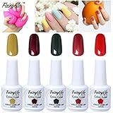 FairyGlo 5 PCS Gelpolish UV LED Nail Polish Soak Off Shiny Goregous Varnish Manicure Pedicure Collection Well- Selected DIY Pro Nail Art Gift Set New 15ml 0.5fl.oz C001