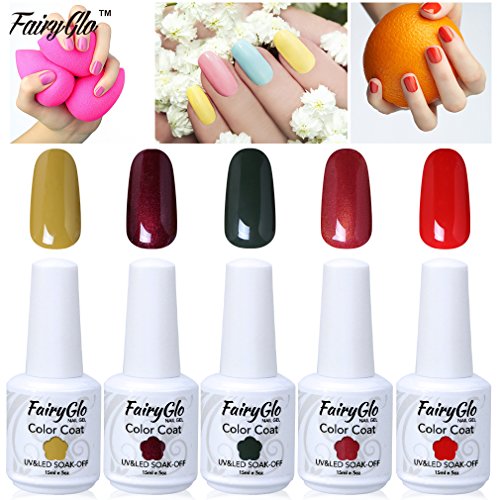 FairyGlo 5 PCS Gelpolish UV LED Nail Polish Soak Off Shiny Goregous Varnish Manicure Pedicure Collection Well- Selected DIY Pro Nail Art Gift Set New 15ml 0.5fl.oz C001 FairyGlo 5 PCS Gelpolish UV LED Nail Polish Soak Off Shiny Goregous Varnish Manicure Pedicure Collection Well- Selected DIY Pro Nail Art Gift Set New 15ml 0.5fl.oz C001