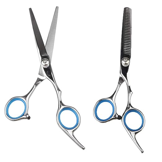 MAYCREATE Hair cutting scissor, Professional Stainless Steel Hair Cutting Thinning Scissors, Hairdressing Styling Set For Barber or Beauty Saloon (2 PC/ 6 inch)