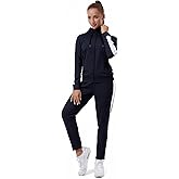 TEZO Womens Full Zip-Up Hoodie Tracksuit Set Long Sleeve Casual Jogging Suits Workout Gym 2 Piece Outfits with Pockets