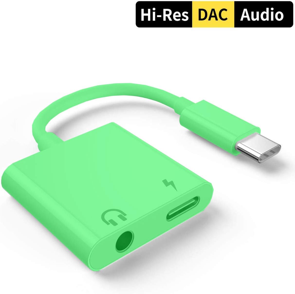 USB C to 3.5mm Headphone Jack Adapter Type C Aux Headphone Jack Stereo Adaptor Aux Splitter with DAC Chipset and PD Fast Charger for iPad Pro,Huawei P30/P20/P20 Pro,Samsung,Google Pixel-Green