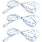 3Pcs 3Pcs 5FT (1.5M) Extension Power Cord, 3Pin Integrated LED Light Cable with On/Off Switch US Plug for T5 T8 LED Tube Light Fixture