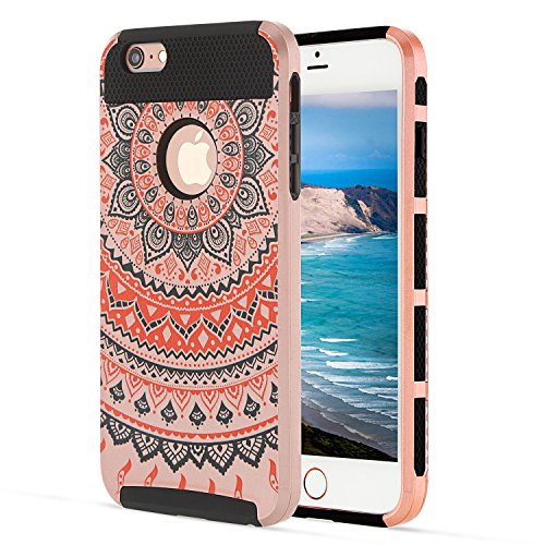 iPhone 6S Case , iPhone 6 Case , Alkax Dual Layer Heavy Duty Rugged Scratch Resistant Serise Hard PC & Inner Rubber Protection Slim Cover Bumper Fit for Apple iPhone 6S + Stylus Pen (Black/Orange)