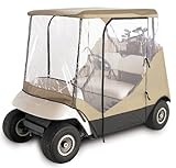 Classic Accessories Fairway Travel 4-Sided 2-Person Golf Cart Enclosure, Tan