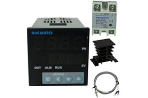 Inkbird PID Thermostat °F °C Display Stable Digital Temperature Controller Heating Cooling Control ITC106VH 40DA SSR Output Solid State Relay Alarm K Seneor Black Heat Sink