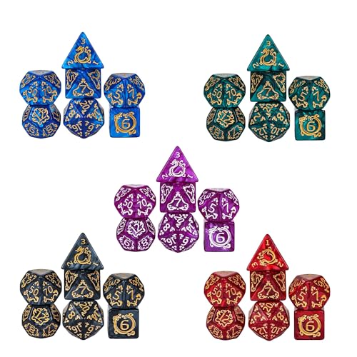 5sets/35pcs Dragon Pattern Dice