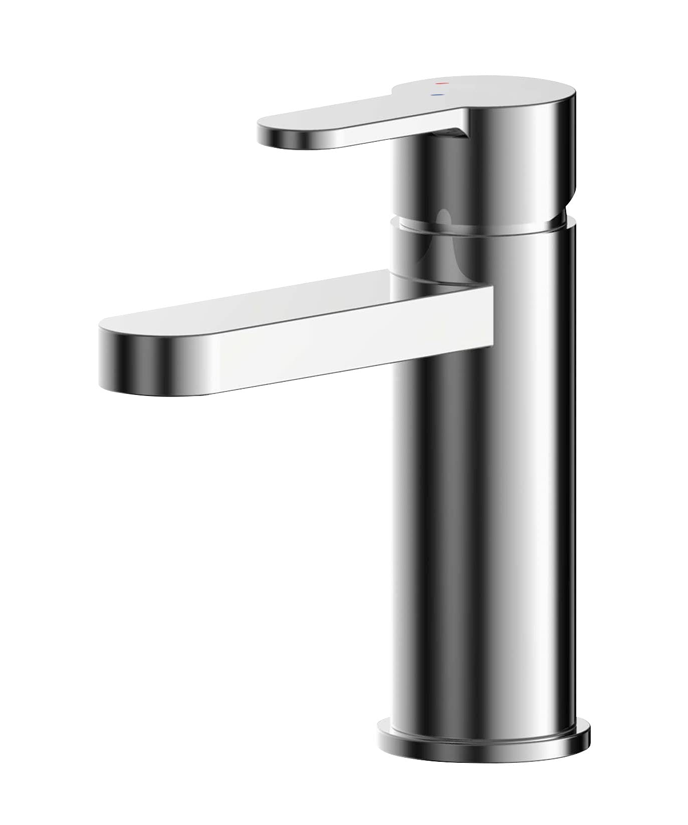 nuie ARV305EC Arvan Modern Bathroom Eco Water and Energy Saving Round Mono Basin Mixer Tap with Lever Handle and Push Button Waste, 160mm, Chrome