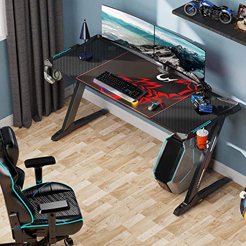 EE EUREKA ERGONOMIC Gaming Desk 60 inch, PC Computer Desk with RGB LED Light Office Writing Desk with Mouse Pad Cup… - Image 3