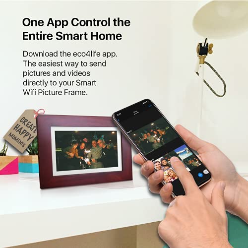 Digital Photo Frame, eco4life 8 inch WiFi Smart Frame with 16GB Storage 1280x800 HD IPS Display