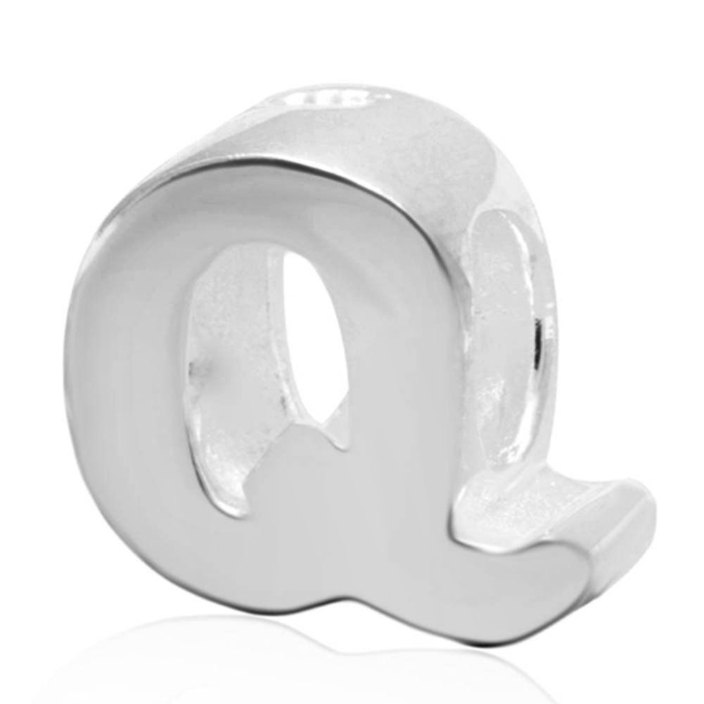Alphabet Charms 925 Sterling Silver Beads Letter Initial Q Charm Anniversary Charm Words Charm fits Pandora Charms Bracelet (Q)