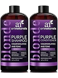 ArtNaturals Purple Shampoo and Conditioner Set - (16 Fl Oz x 2) - Protects, Balances and Tones - Bleached, Color Treated, Silver and Blonde Hair