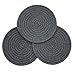 Kitchen Potholders Set Trivets Set Pure Cotton Thread Weave Hot Pot Holders Set Hot Pads Hot Mats, Round Stylish Coasters, Diameter 7 Inches, Set of 3 (Dark Grey, 7