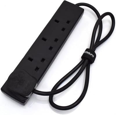 VisioSound 4 Way Extension Lead Black 13A Socket 1m 2m 3m 5m 10m