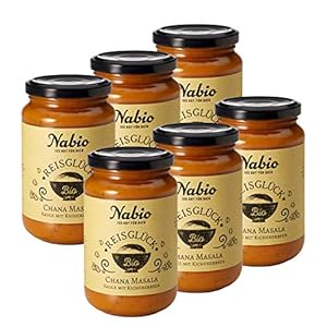 Nabio Reisglück „Chana Masala Reissauce“, Bio Fertiggericht indischer Art, vegan, 6er Pack (6 x 325 ml)