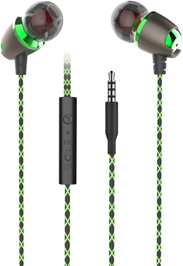 ODSX V08 Fashion Magnetic Metal Absorption Cell Phone Headset Moving-Coil HiFi Fever in-Ear Heavy bass Mobile Phone Drive-by-Wire headsets can Answer The Phone (Dark Green)