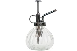 Ebristar Plant Mister, Glass Watering Spray Bottle with Bronze Top Pump 6.5" Tall Decorative Mister for Plants and Flowers Small Watering Can for Indoor Potted Plants & Terrariums - Clear