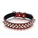 Rachel Pet Products Rivet Spiked Studded Genuine Leather Dog Collar for Small or Medium Pet, Red, S